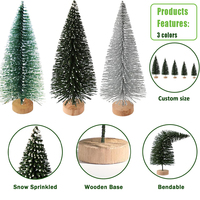 3er-Set 10 Zoll Mini-Kiefer Künstlicher Weihnachtsbaum, faltbares Design, Kunststoff-Holzsockel, für den Innenbereich, Tischdeko, unbeleuchtet, Weihnachtsdeko – Direkt vom Hersteller