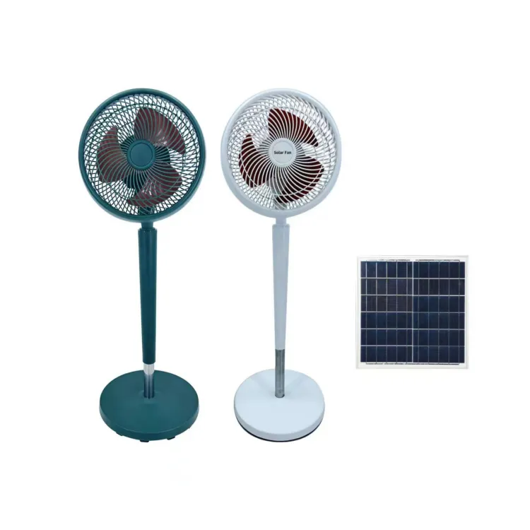 10-Inch Standing Solar Fan with Rechargeable Battery and Solar Panel Eco-Friendly Home Accessory