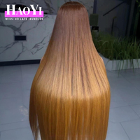Peluca frontal con cierre de encaje HD sin pegamento, color marrón ombré con rubio miel, cabello humano virgen brasileño SDD liso original