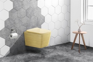 WC suspendu mural monobloc doré pour toilettes sanitaires - Product Image 4