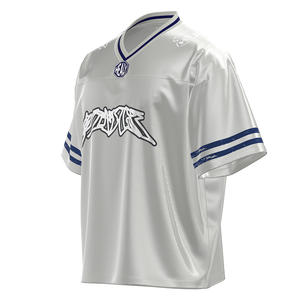 HEALY Silver White Breathable Short Simple Stripped Street Wear Vintage Loose <b>V</b>-<b>neck</b> Football Jersey High Quality Custom <b>T</b>-<b>shirt</b> - Product Image 2