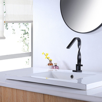 Nouvelle Mitigeur de lavabo moderne en laiton noir mat, à cascade, monotrou, pour salle de bain