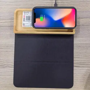 Folding Bamboo Wooden Wireless Charger Mouse Pad 10w/15w Wireless Charging Mouse Pad Custom