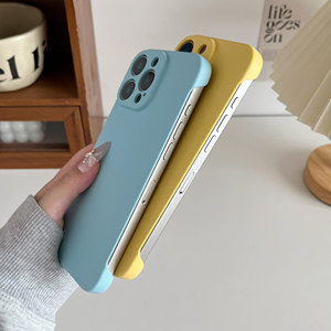 Siêu mỏng PC trường hợp khó khăn cho Iphone 15 16 Pro Max không khung bần-kim loại cảm thấy đầy màu sắc bền điện thoại trường hợp - Product Image 4