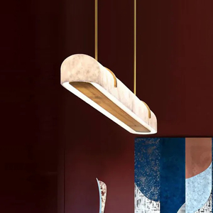 Lustre linéaire nordique en albâtre, luminaires suspendus pour îlot de <span class=keywords><strong>cuisine</strong></span>, table à manger moderne de luxe, lustre en albâtre naturel d'Espagne - Product Image 5