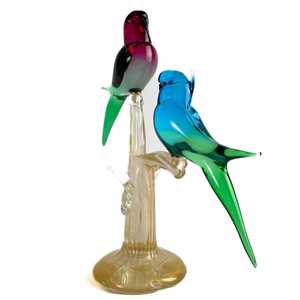 Sculpture de couple de perroquets en verre soufflé à la main, vase de table moderne en cristal, forme irrégulière, décoration artistique, écologique, haute qualité - Product Image 4