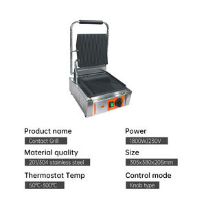 Heavybao電気グリルトースターステンレス鋼サンドイッチプレス機無煙BBQパニーニプレスシングルダブルコンタクトグリル - Product Image 2