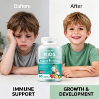 Gommes multivitaminées complètes pour enfants Vitamine C D3 E B12 Biotine Zinc Iode Soutien immunitaire Croissance Développement Durée de conservation de 24 mois