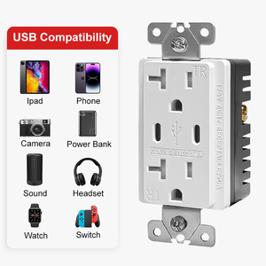 USA USB-C 3.6A 125V USB Outlet ul được liệt kê Chống giả mạo receptacle Trắng Ổ cắm với USB nhà điện tường Ổ cắm ổ cắm - Product Image 4