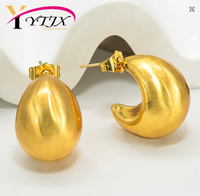 Boucles d'oreilles créoles YTJX luxueuses brossées épaisses en forme de C, boucles d'oreilles ouvertes audacieuses et volumineuses, boucles d'oreilles dorées de qualité supérieure pour femme