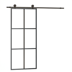 Porte coulissante en aluminium avec verre ESG noir 35,4x80,7 pouces, isolation thermique moderne pour l'intérieur - Product Image 1