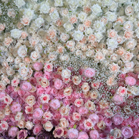 NINI prend en charge la personnalisation de la taille, toile de fond en soie faite à la main, panneau de roses artificielles écologiques, décoration murale moderne pour mariage