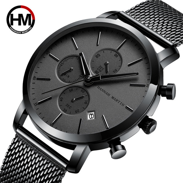 Hannah Martin 109 Luxury Men Quartz Watches Chronograph Business Watch Stainless Steel Waterproof Fashion Wrist Relojes Hombre
