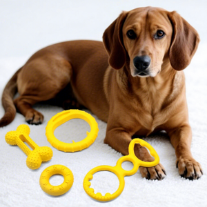 2025 Hot Sale Eco-Friendly Interactive Floating EVA Foam Yellow Custom Logo Pet <b>Dog</b> Chewing <b>Rope</b> <b>Ball</b> Ring <b>Toy</b> - Product Image 1