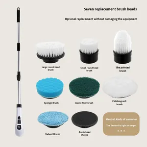 Brosse de nettoyage électrique sans fil 7 en 1 en plastique, manche long extensible, brosse rotative, serpillière modèle CQJ-052 29 cm pour le nettoyage de voiture - Product Image 2