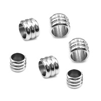 Accessoires de corde perles en acier inoxydable, anneau de localisation, perles en acier, tuyau droit à 3 rainures, tuyau droit, gros trou, perles en acier