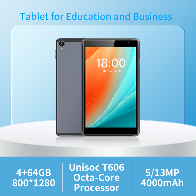 8 Inch Android Tablet OEM with WiFi Capacitive Screen Octa Core 1.6GHz Processor 4GB RAM 64GB Memory for Education and Kids Use