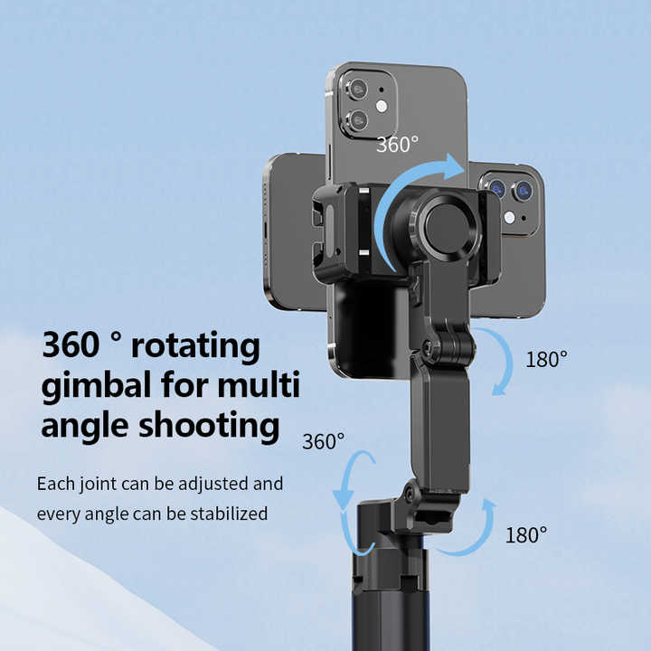 Intelligent AI Tracking for Bluetooth Remote Control Selfie Stick Gesture Control Sturdy Reliable Alloy Material Face
