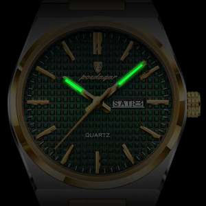 Reloj POEDAGAR 874 para Hombre con Calendario de Fecha y Semana, Resistente al Agua 30M, Correa de Acero Inoxidable, Relojes de Cuarzo Originales con Manecillas Luminosas - Product Image 5