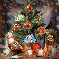 Marco de Fotos Navideño Colgante, Adornos de Madera para Árbol de Navidad, Decoración con Marco para Fotos, Recuerdo Familiar para las Fiestas