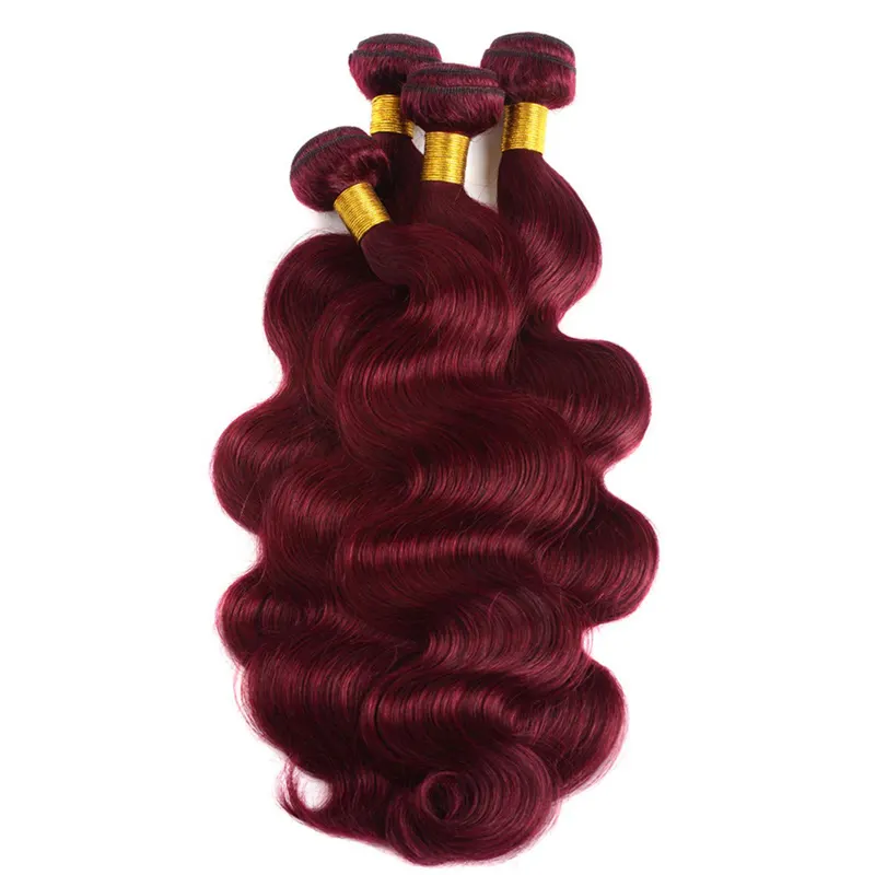 Wholesale Brazilian Red Hair 1B 99J Burgundy Bundles Virgin Human Hair Body Wave Ladies Wig 100% Remy Hair Extensions