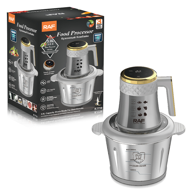 RAF 400W R.7718 Food Processor Fufu Machine Procesador De Alimentos 3L Touch Screen 360 No Dead Angle Removable Bowl Safety