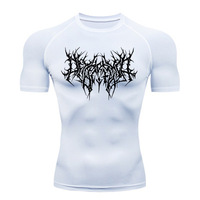 Camiseta deportiva de secado rápido de poliéster elástico para hombre con logotipo personalizado, camiseta de compresión transpirable informal, cuello redondo, manga corta