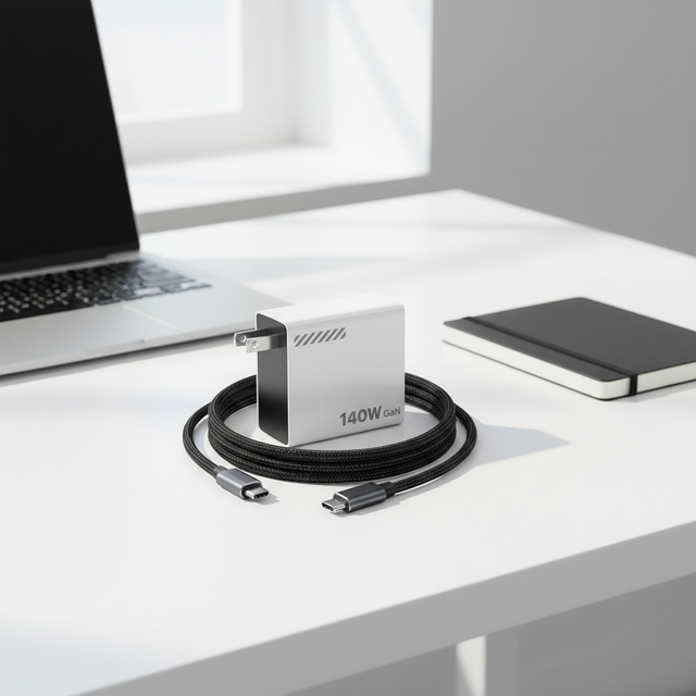 140W Charger PD 3.1 Fast Charging USB-C Wall Adapter for Laptop Phone GaN