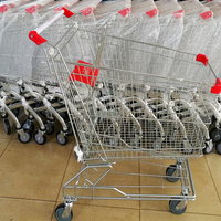 Chariot de courses en métal avec panier en treillis métallique et roulettes pivotantes pour supermarchés et commerces de détail