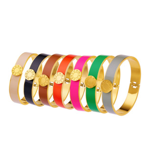 2025 New Design Fashion <b>Bracelet</b> for Women Enamel <b>Rainbow</b> Gold Tone Stainless Steel Charm <b>Bracelet</b> - Product Image 6