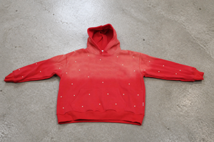 Sweat à capuche personnalisé avec strass effet délavé, 100% coton tricoté, unisexe, rouge, décontracté, streetwear, personnalisation complète OEM - Product Image 6