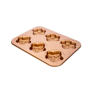 XINZE Industrial Cake Mould 6 Cup Flower Shaped Non-Stick Carbon Steel Bakeware Cake Mold Pan For Baking