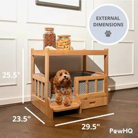 Table d'appoint de lit pour chien, cadre de lit en bois pour chien avec rangement, mobilier d'intérieur indestructible, style chat, lit pour chien