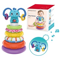Jouets MST : Tour d'empilage éducatif pour bébés, avec anneaux empilables en forme d'éléphant musical et cercles, pour l'apprentissage précoce