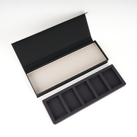 Boîte d'emballage de thé chinois haut de gamme personnalisée, boîte-cadeau rigide rectangulaire noire avec fermeture magnétique et séparateurs en carton