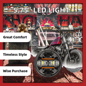Faro LED de 5-3/4 5,75 \ "para Custom Sportster Iron 883 Dyna Street <span class=keywords><strong>Bob</strong></span> Super Wide Glide Low Rider Night Train Softail Deuce - Product Image 2