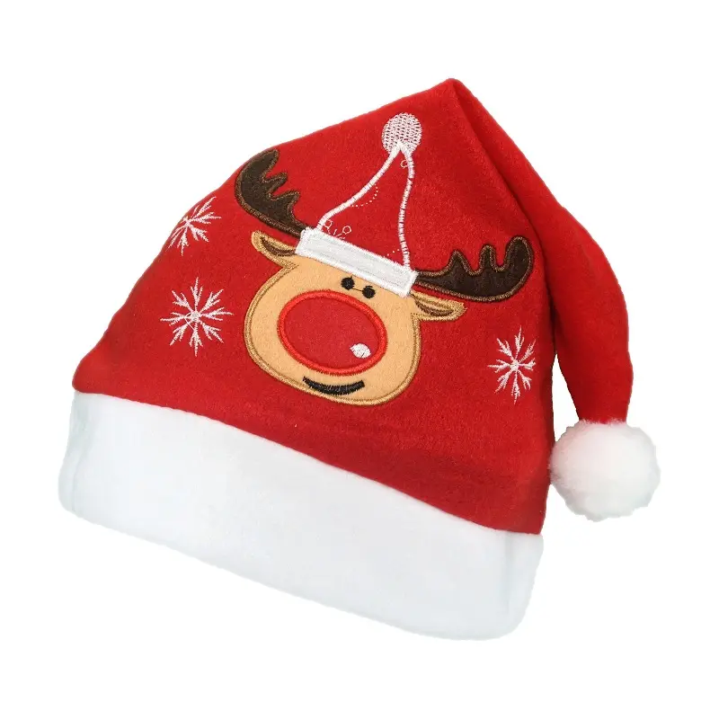 Christmas hat foil embroidery snow Santa deer pattern hat Merry Christmas
