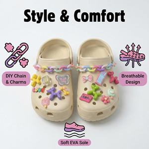 Zuecos de Plataforma Planos, Suaves, Antideslizantes, Impermeables, Reciclables, de Verano, de Moda, con Diseño de Mujer de Dibujos Animados, en Material EVA - Product Image 5