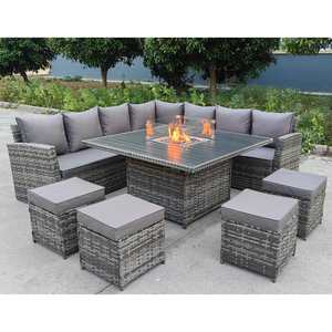 Modern Luxury Patio Outdoor Fire Pit <b>Dining</b> <b>Table</b> and Chair Furniture <b>Set</b> SFS029 Outdoor Fir Pit <b>Dining</b> Furniture SFS029 - Product Image 1