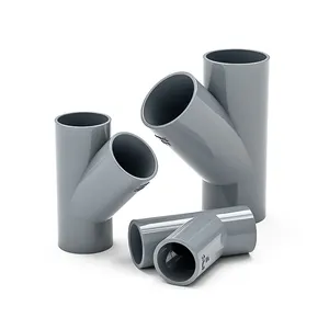 PVC inclined tee pipe opening water pipe 45 degree water plug-in connector gray drain pipe accessories