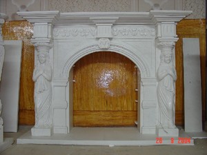Blanco puro crema piedra Natural estilo francés victoriano arqueado Simple flor patrón Beige mármol envolvente chimeneas manto - Product Image 5