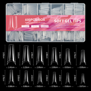 Capsules d'ongles artificiels de luxe 600 pièces en <span class=keywords><strong>gel</strong></span> souple semi-mat, formes amande, French, cercueil, couvrance totale, pour extension d'ongles - Product Image 1