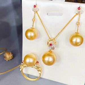 Nouvel ensemble de bijoux en argent pur S925 de New Bee, perle de 9 à 10 mm, comprenant des boucles d'oreilles et un collier en perles naturelles rondes et impeccables, et une bague - Product Image 2