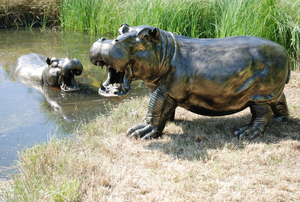 等身大屋外公園装飾銅金属カバ像彫刻屋外ブロンズ動物彫刻金属工芸品 - Product Image 2