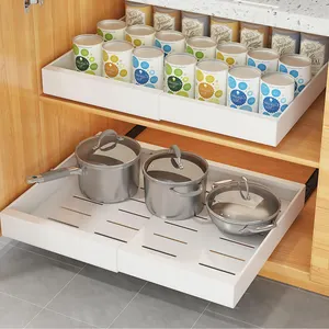 Owswing estraibile Cabinet Organizer estensibile scorrevole dispensa scaffali di stoccaggio per armadio da cucina dispensa regolabile larghezza cassetto