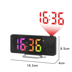 Réveil numérique à projection LED <span class=keywords><strong>avec</strong></span> <span class=keywords><strong>projecteur</strong></span> d'heure rotatif RGB, fonction calendrier et température, miroir pour usage domestique - Product Image 6