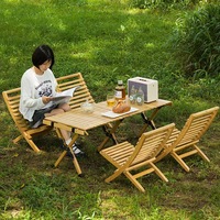 Chaise pliante de camping minimaliste moderne pour l'extérieur, tabouret portable en bois massif et bambou, empilable, pour salon de jardin et mobilier d'extérieur