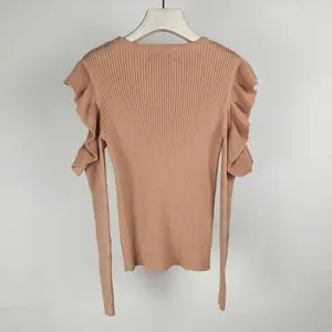 women Long Sleeves jackets Crew Neck trebdy Elastic Cuffs Casual lightweight Solid Color spring fit sweater