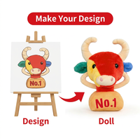 Vente en gros usine, échantillon de peluche taureau trophée coloré, design professionnel personnalisé, mascotte n°1, en coton PP