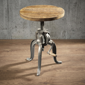 Antique-Style 3-Legged Iron <b>Stool</b> Wooden Seat Industrial <b>Vintage</b> Home Kitchen Dining Furniture Farmhouse Villa Adjustable - Product Image 2